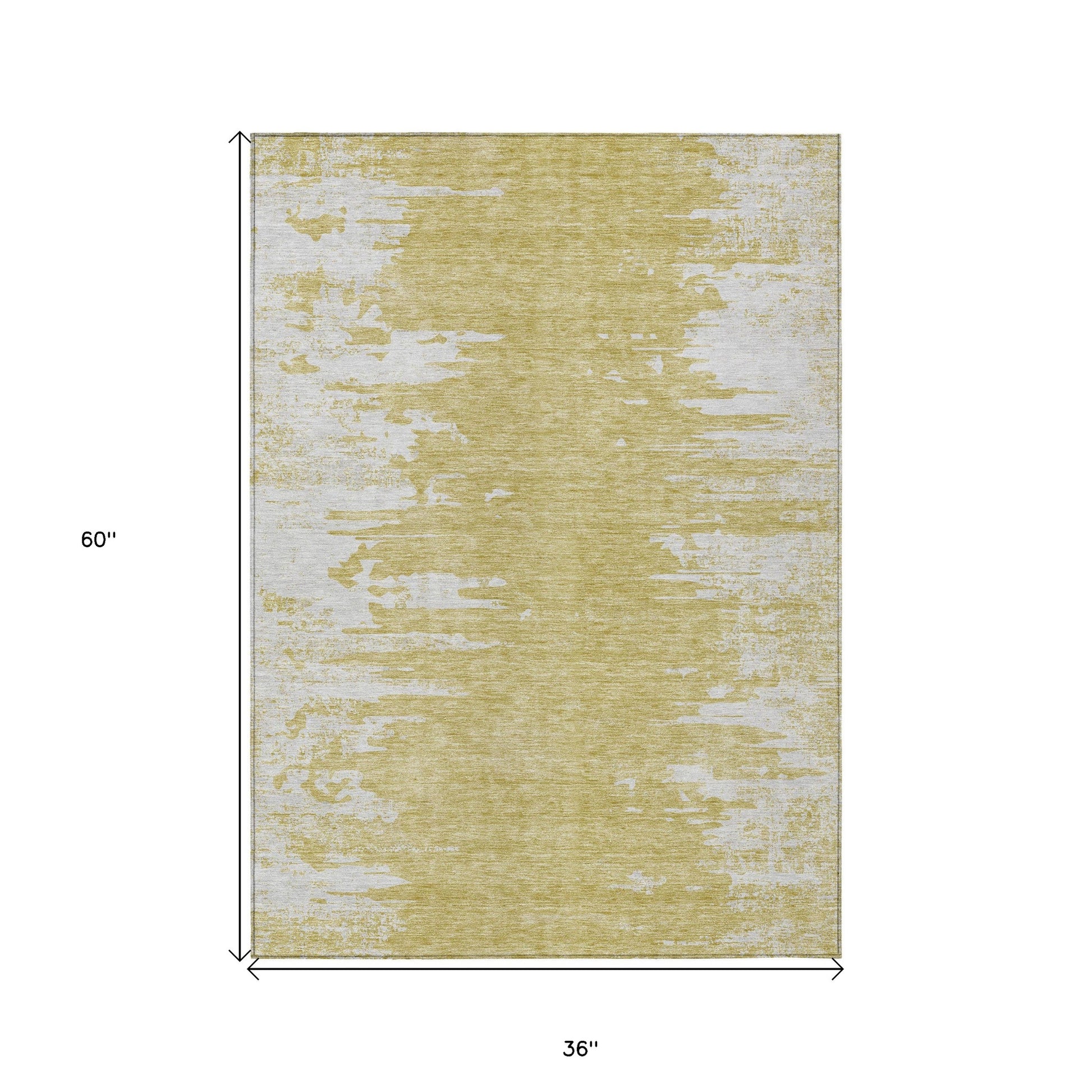 3' X 5' Gold And Ivory Abstract Washable Indoor Outdoor Area Rug-2