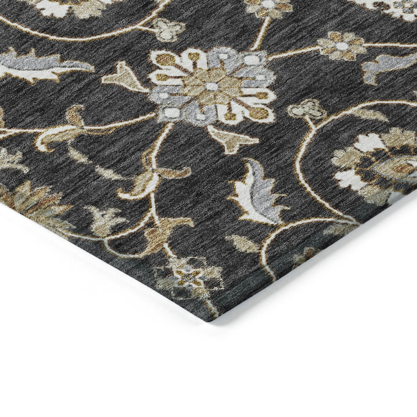 8' Black Brown And Ivory Round Moroccan Washable Indoor Outdoor Area Rug-3