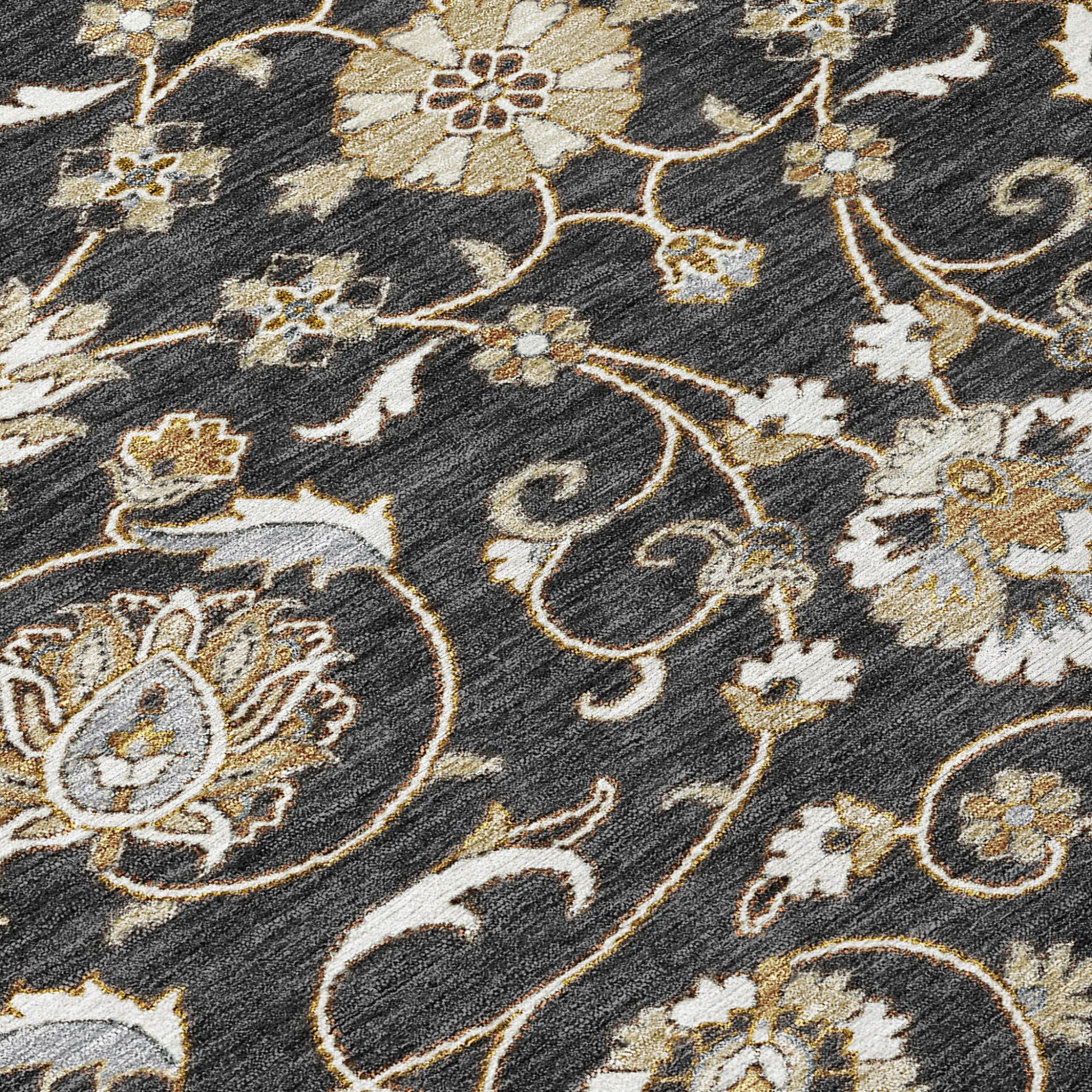 8' Black Brown And Ivory Round Moroccan Washable Indoor Outdoor Area Rug-4